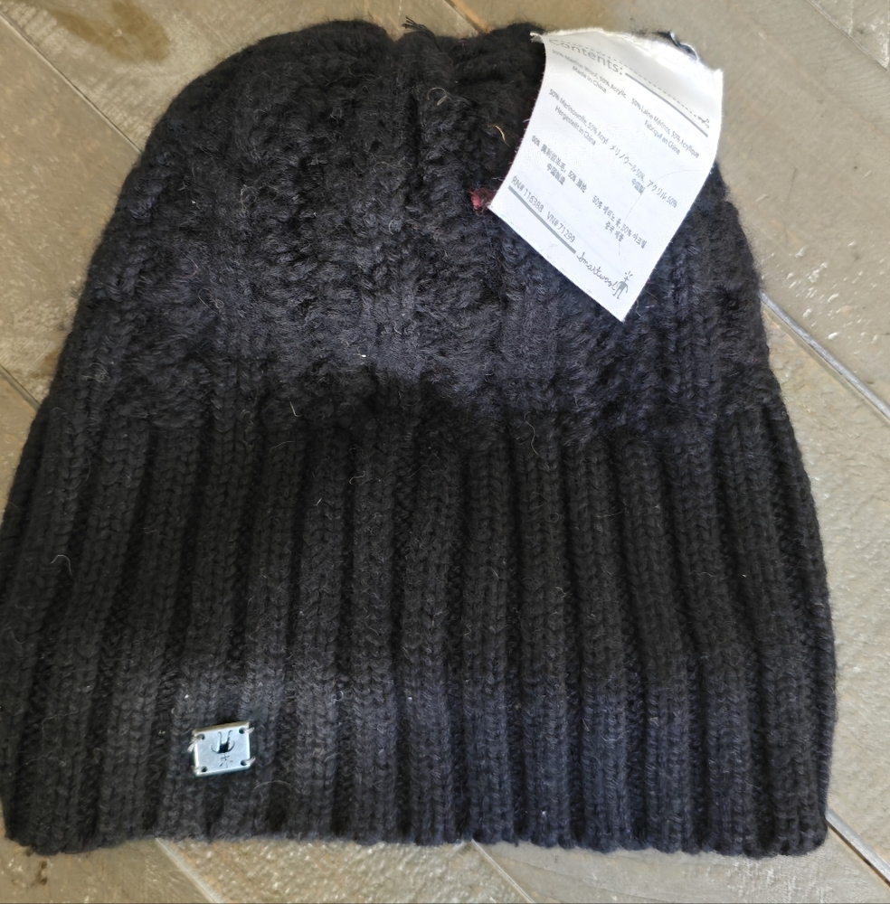 Smartwool Merino Wool/Acrylic Pom Pom Knit Beanie Cap Hat BlK OS - Picture 4 of 9